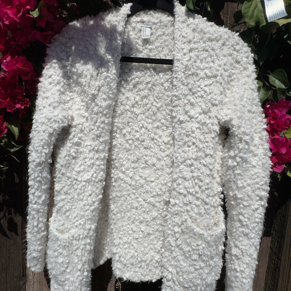Forever 21 Ivory Teddy Open-Front cardigan small